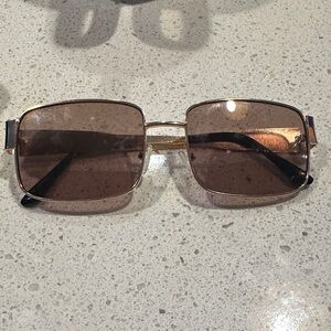 Source Unknown Gold and Brown Square Sunglasses